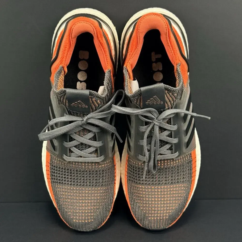 adidas UltraBoost 19 Men’s Size 9.5 Hi-Res Black Orange G27517 Running Shoes